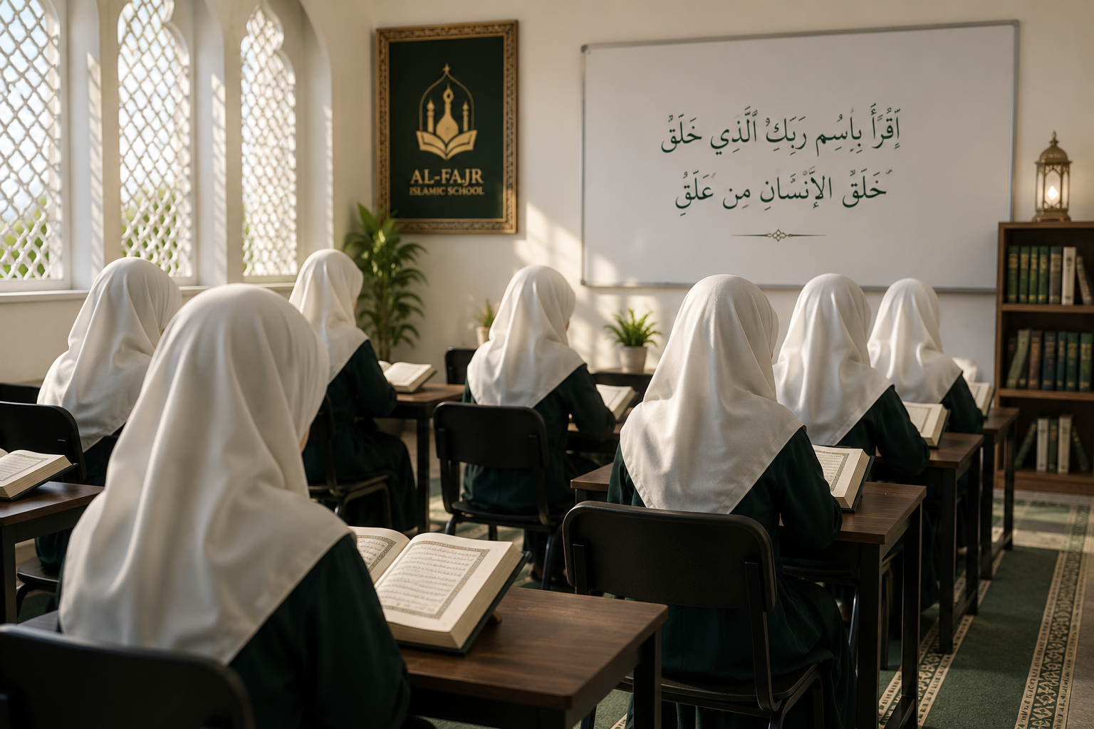Students studying at Al Fajr Foundation